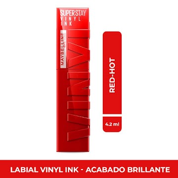 LABIAL MAYBELLINE SUPER STAY VINYL 25 RED HOT
