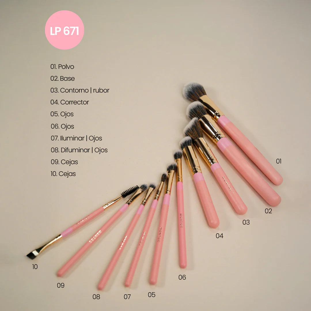 KIT DE BROCHAS FLUFFY MONTOC X10 PIEZAS